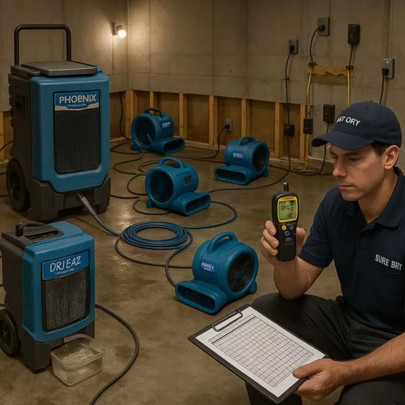 Structural Drying and Dehumidification process in Laguna Beach, CA